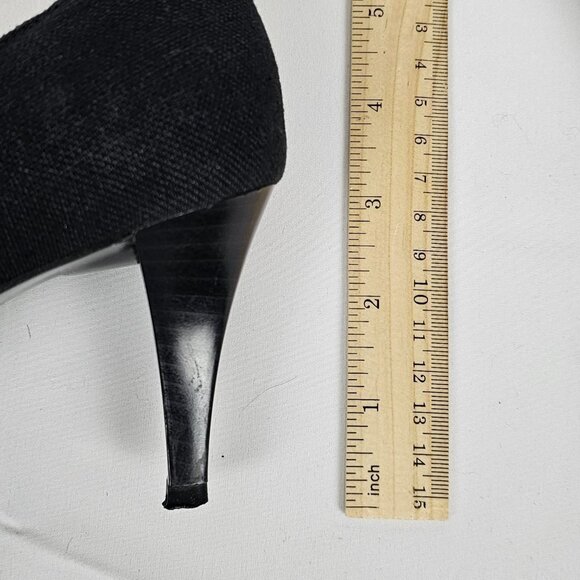 OpenToe Black Gold Sophisticated Elegant ModernChic Classy Pump 3" Heel Shoe 8.5 - Picture 15 of 15